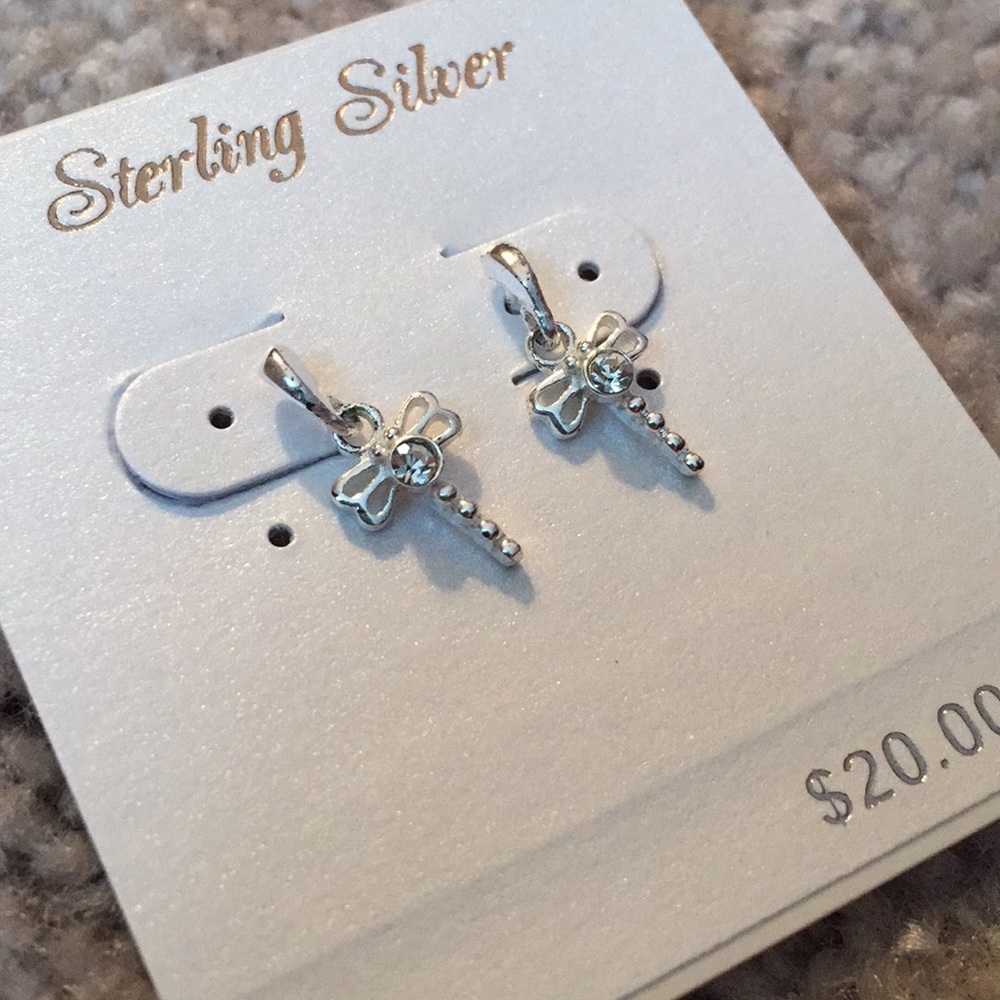 Sterling Silver Dragonfly earrings Brand New!